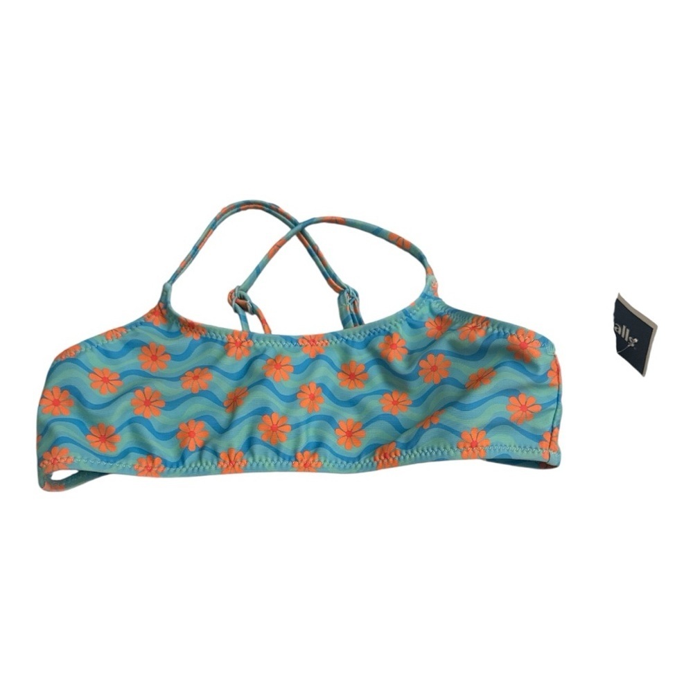 Zara Kids Blue and Orange Floral Bikini Top Size 9/10 NWT
